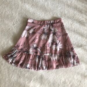 Toby Heart Ginger floral printed ruffle hem chiffon skirt